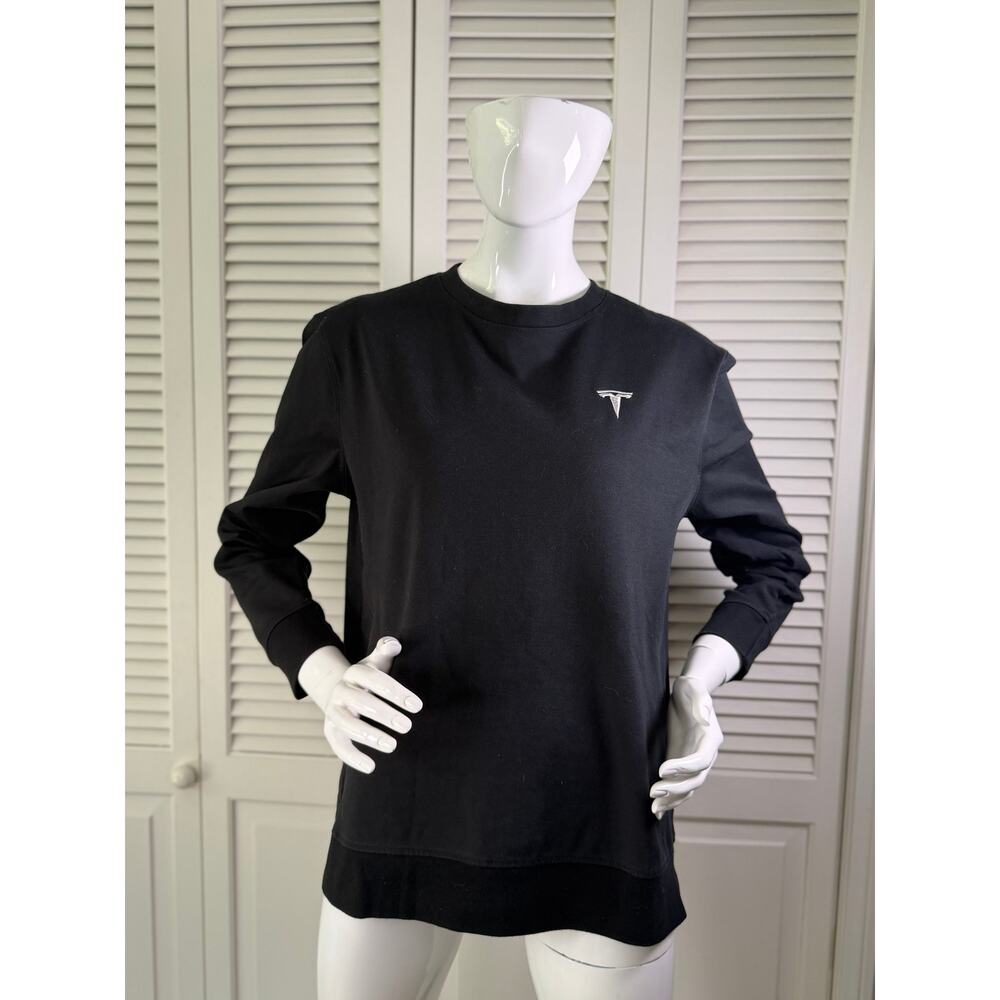 Tesla Logo Crewneck Sweatshirt Black Unisex Medium New Without Tags
